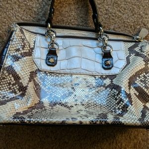 Henri Bendel leather snakeskin bag with purple